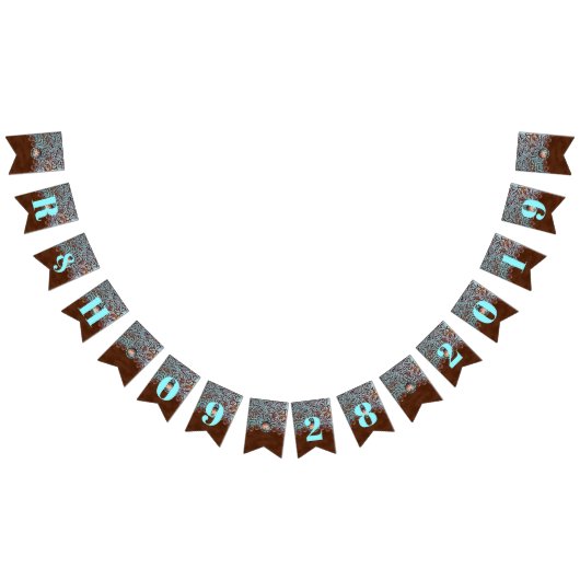 ターコイズブラウンカウボーイカントリー結婚ウエスタン バンティングフラッグ (全)