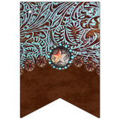 ターコイズブラウンカウボーイカントリー結婚ウエスタン バンティングフラッグ (第1の旗)