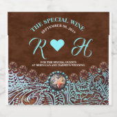 ターコイズブラウンカウボーイカントリー結婚ウエスタン ビールラベル (シングルラベル)