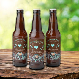 ターコイズブラウンカウボーイカントリー結婚ウエスタン ビールラベル