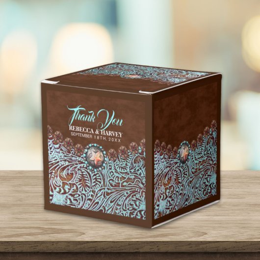 ターコイズブラウンカウボーイカントリー結婚ウエスタン フェイバーボックス