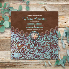 ターコイズブラウンカウボーイカントリー結婚ウエスタン 招待状