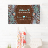 ターコイズブラウンカウボーイカントリー結婚ウエスタン 横断幕 (インサイチュ)