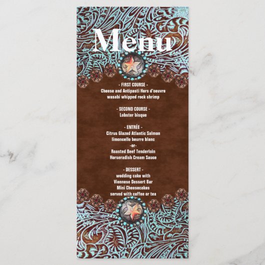 ターコイズブラウンカウボーイ結婚ウエスタン メニュー (正面)