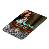 ターコイズブラウンカントリー西の日付を保存 マグネット (左側)