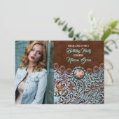 ターコイズブラウンカントリー西部の誕生日パーティー 招待状 (スタンド正面)