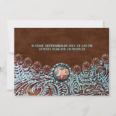 ターコイズブラウンカントリー西部の誕生日パーティー 招待状 (裏面)