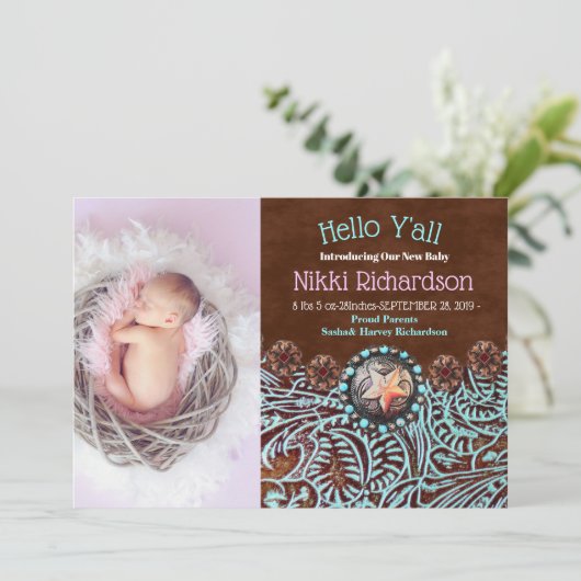 ターコイズブラウンカントリー西部の誕生発表 案内状 (スタンド正面)