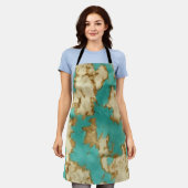 ターコイズブラウンクリームアニマルコウィドウェスタン エプロン (着用した状態)