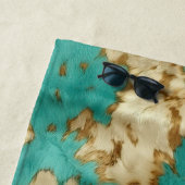 ターコイズブラウンクリームアニマルコウィドウェスタン ビーチタオル (インサイチュ)