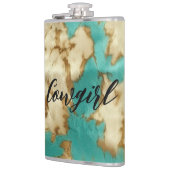 ターコイズブラウンクリームアニマルコウィドウェスタン フラスク (左)