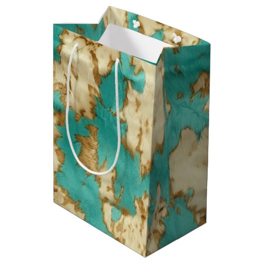 ターコイズブラウンクリームアニマルコウィドウェスタン ミディアムペーパーバッグ (裏面アングル)
