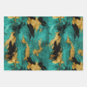 ターコイズブラウンクリームアニマルコウィドウェスタン ラッピングペーパーシート (正面3)