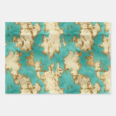 ターコイズブラウンクリームアニマルコウィドウェスタン ラッピングペーパーシート (正面)