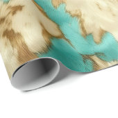 ターコイズブラウンクリームアニマルコウィドウェスタン ラッピングペーパー (ロールコーナー)