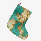 ターコイズブラウンクリームアニマルコウィドウェスタン ラージクリスマスストッキング (正面 (吊り時))