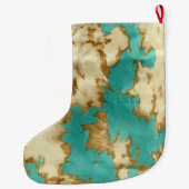 ターコイズブラウンクリームアニマルコウィドウェスタン ラージクリスマスストッキング (裏面)