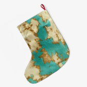 ターコイズブラウンクリームアニマルコウィドウェスタン ラージクリスマスストッキング (裏面 (吊り時))