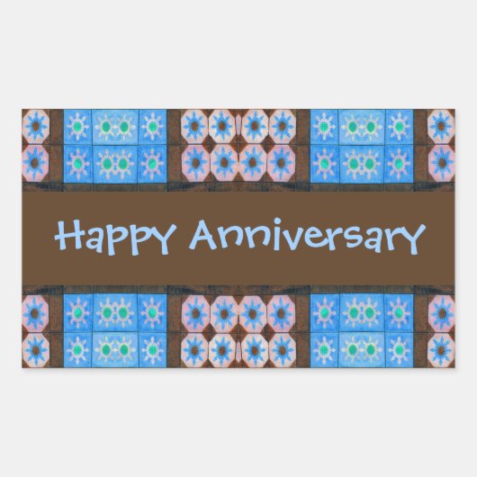 ターコイズブラウンハッピー記念日 長方形シール (正面)
