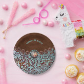 ターコイズブラウンレザーカウボーカントリー西 ペーパープレート (パーティー)