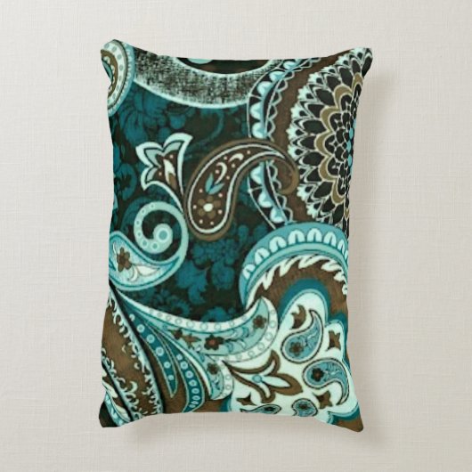 ターコイズブラウンヴィンテージペイズリー アクセントクッション (裏面(縦))
