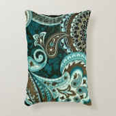 ターコイズブラウンヴィンテージペイズリー アクセントクッション (正面(垂直))