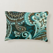 ターコイズブラウンヴィンテージペイズリー アクセントクッション (裏面)