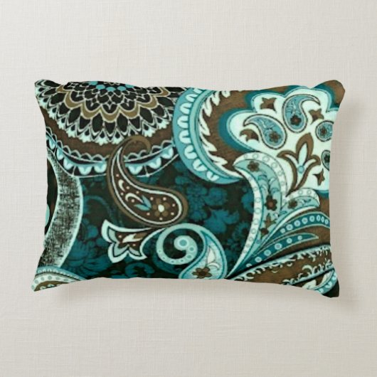 ターコイズブラウンヴィンテージペイズリー アクセントクッション (裏面)