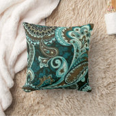 ターコイズブラウンヴィンテージペイズリー クッション (ブランケット)