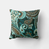 ターコイズブラウンヴィンテージペイズリー クッション (裏面)