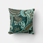 ターコイズブラウンヴィンテージペイズリー クッション (正面)