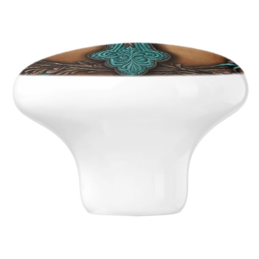 ターコイズブラウン宗教西カントリークロス セラミックノブ (側面)