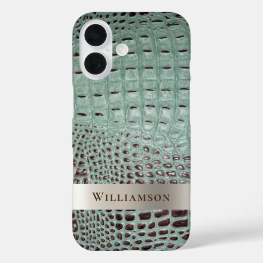 ターコイズブラウン爬虫類デジタルレザーチタン金属 Case-Mate iPhoneケース (裏面)