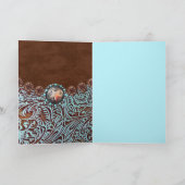 ターコイズブラウン結婚カントリー感謝していズユー サンキューカード (内部)