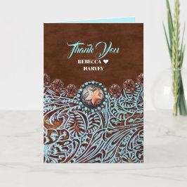 ターコイズブラウン結婚カントリー感謝していズユー サンキューカード