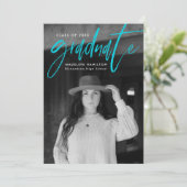 ターコイズブラシスクリプト4写真卒業 案内状 (スタンド正面)