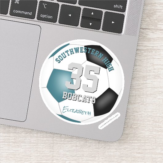 ターコイズブラックのチームカラー子供サッカーバンクエットプレゼント シール (詳細)