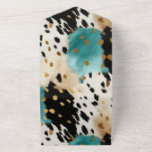 ターコイズブラッククリーム金ゴールドウエスタンコウィド オールインワン招待状 (外側)