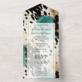 ターコイズブラッククリーム金ゴールドウエスタンコウィド オールインワン招待状 (内側)