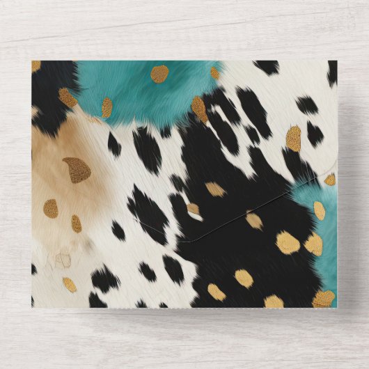 ターコイズブラッククリーム金ゴールドウエスタンコウィド オールインワン招待状 (裏面)