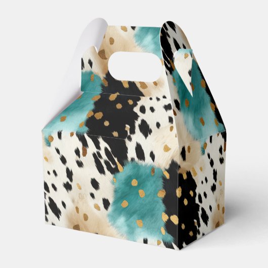 ターコイズブラッククリーム金ゴールドウエスタンコウィド フェイバーボックス (正面サイド)