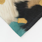 ターコイズブラッククリーム金ゴールドウエスタンコウィド フリースブランケット (角)