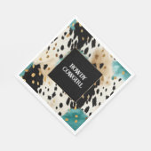 ターコイズブラッククリーム金ゴールドウエスタン女性のカーボーイコウィド スタンダードランチョンナプキン (角)