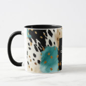 ターコイズブラッククリーム金ゴールドウエスタン女性のカーボーイコウィド マグカップ (左)