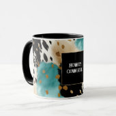 ターコイズブラッククリーム金ゴールドウエスタン女性のカーボーイコウィド マグカップ (正面左)