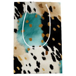 ターコイズブラッククリーム金ゴールドウエスタン女性のカーボーイコウィド ミディアムペーパーバッグ