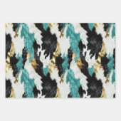 ターコイズブラッククリーム金ゴールドウエスタン女性のカーボーイコウィド ラッピングペーパーシート (正面3)