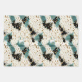 ターコイズブラッククリーム金ゴールドウエスタン女性のカーボーイコウィド ラッピングペーパーシート (正面2)