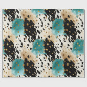 ターコイズブラッククリーム金ゴールドウエスタン女性のカーボーイコウィド ラッピングペーパー (フラット)