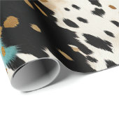 ターコイズブラッククリーム金ゴールドウエスタン女性のカーボーイコウィド ラッピングペーパー (ロールコーナー)